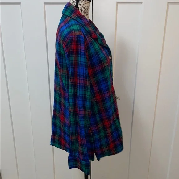 Lands' End Red and Blue Plaid Flannel Shirt - Picture 5 of 5